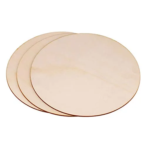 11 Inches Round Shape Unfinished Wood DIY Crafts Circle Wooden Cutouts Wood Discs Slices for Home Painting DIY Projects Craft Decor Pack of 3pcs