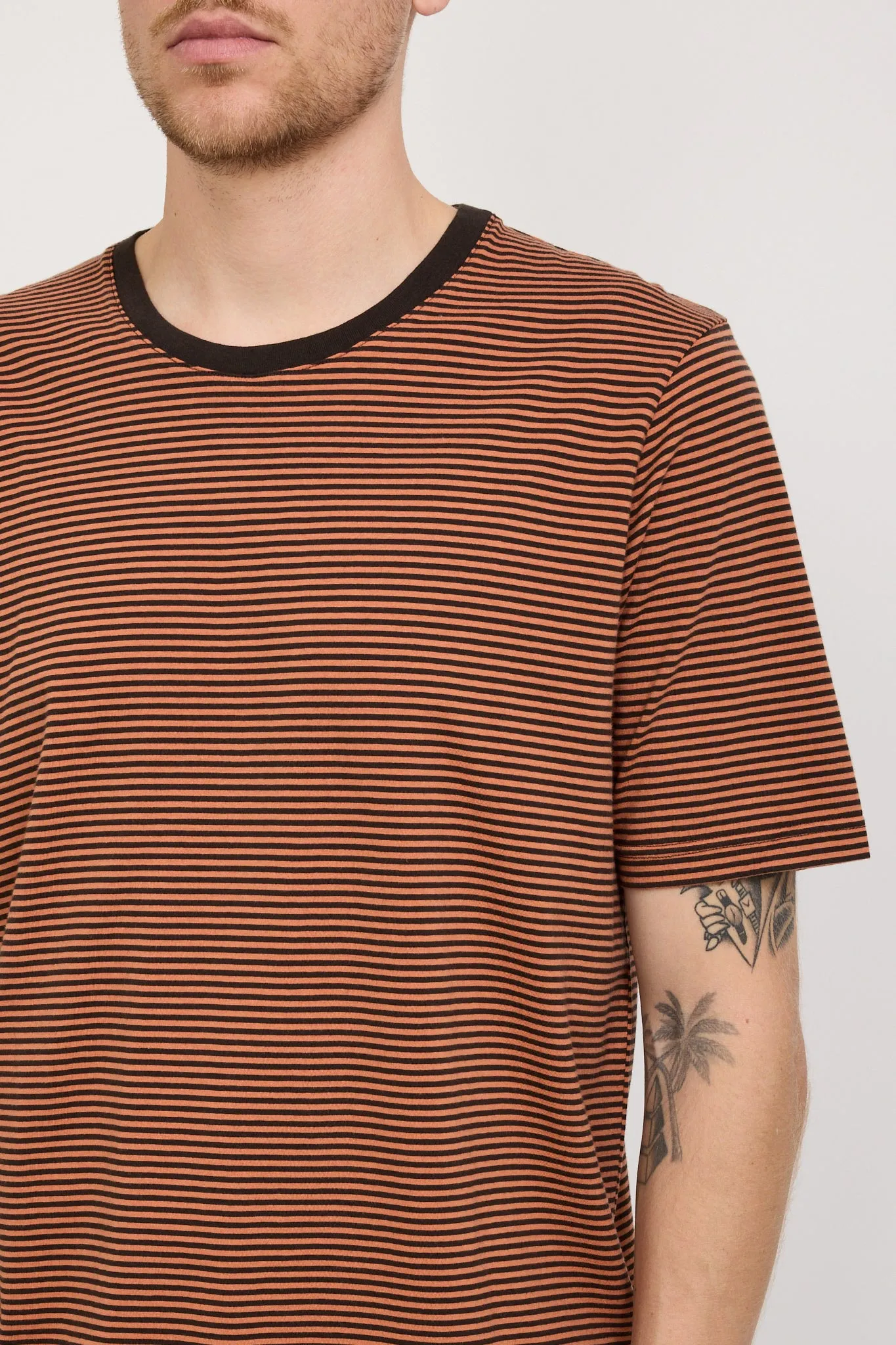 1X1 Striped Tee Rust/Brown