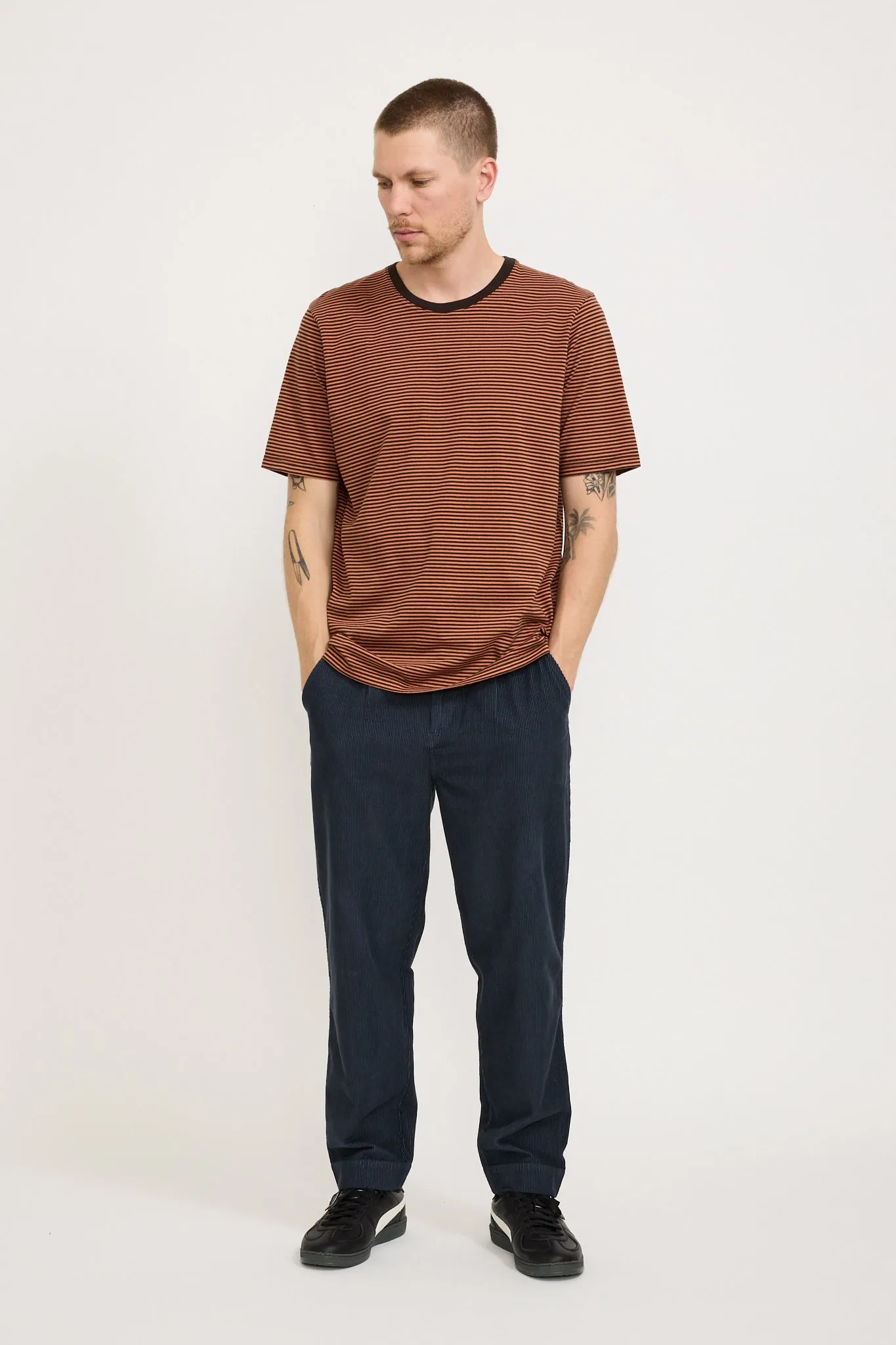 1X1 Striped Tee Rust/Brown