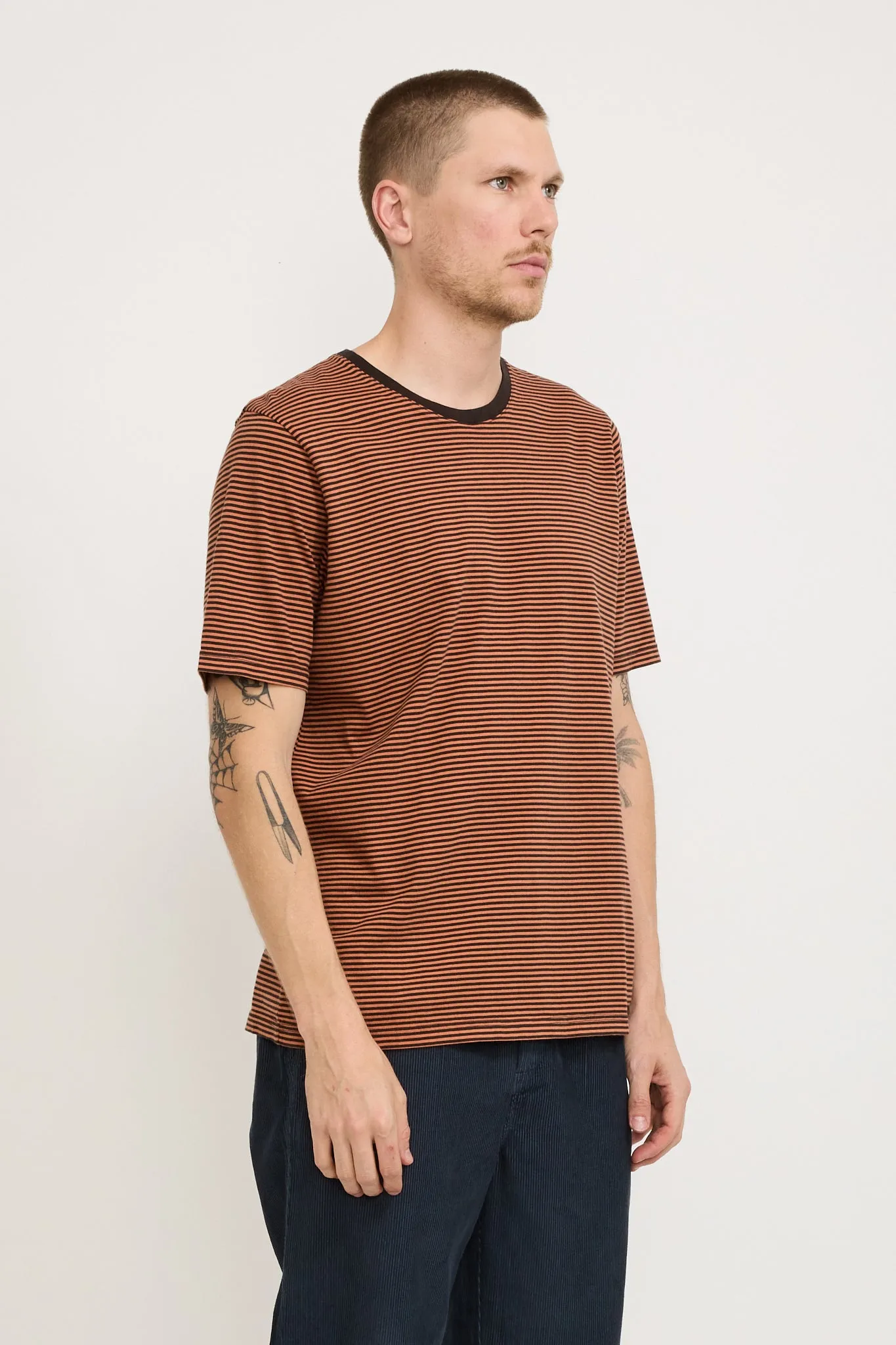 1X1 Striped Tee Rust/Brown