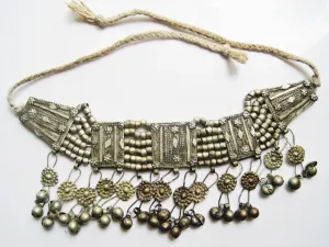 Antique Saudi Bedouin Silver Choker Necklace