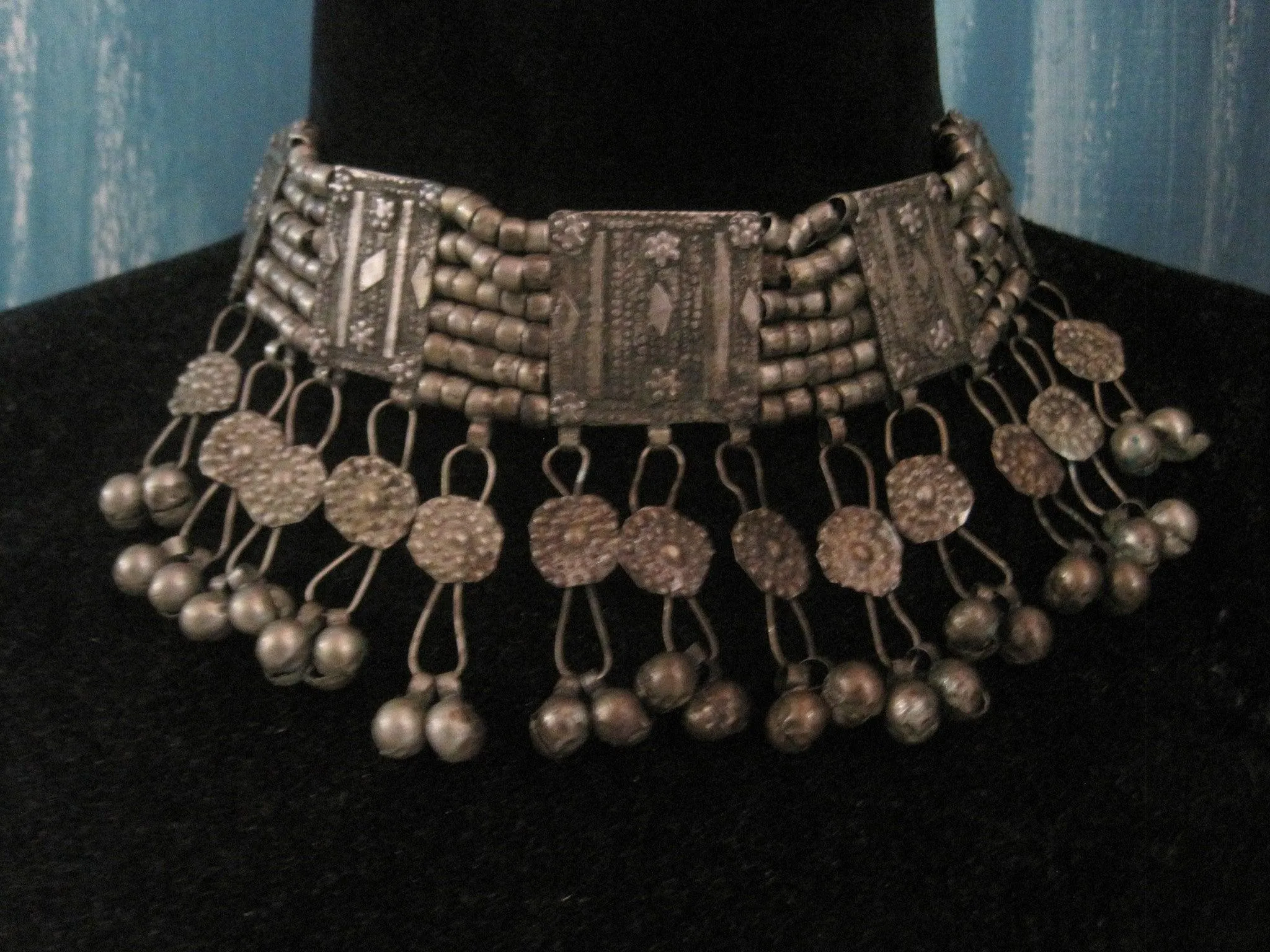 Antique Saudi Bedouin Silver Choker Necklace