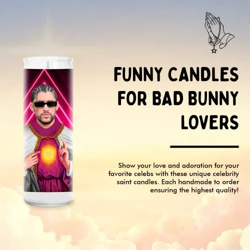 Bunny Celebrity Prayer Candle - Saint Candles - Reggaeton Hip Hop Rap Votive - Handmade in USA - Bad Celebrity Novelty Rapper Gift