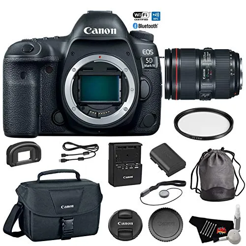 Canon EOS 5D Mark IV Digital SLR Camera with 24-105mm f/4L II Lens - Bundle with UV Filter   Canon Carrying Bag   Cleani