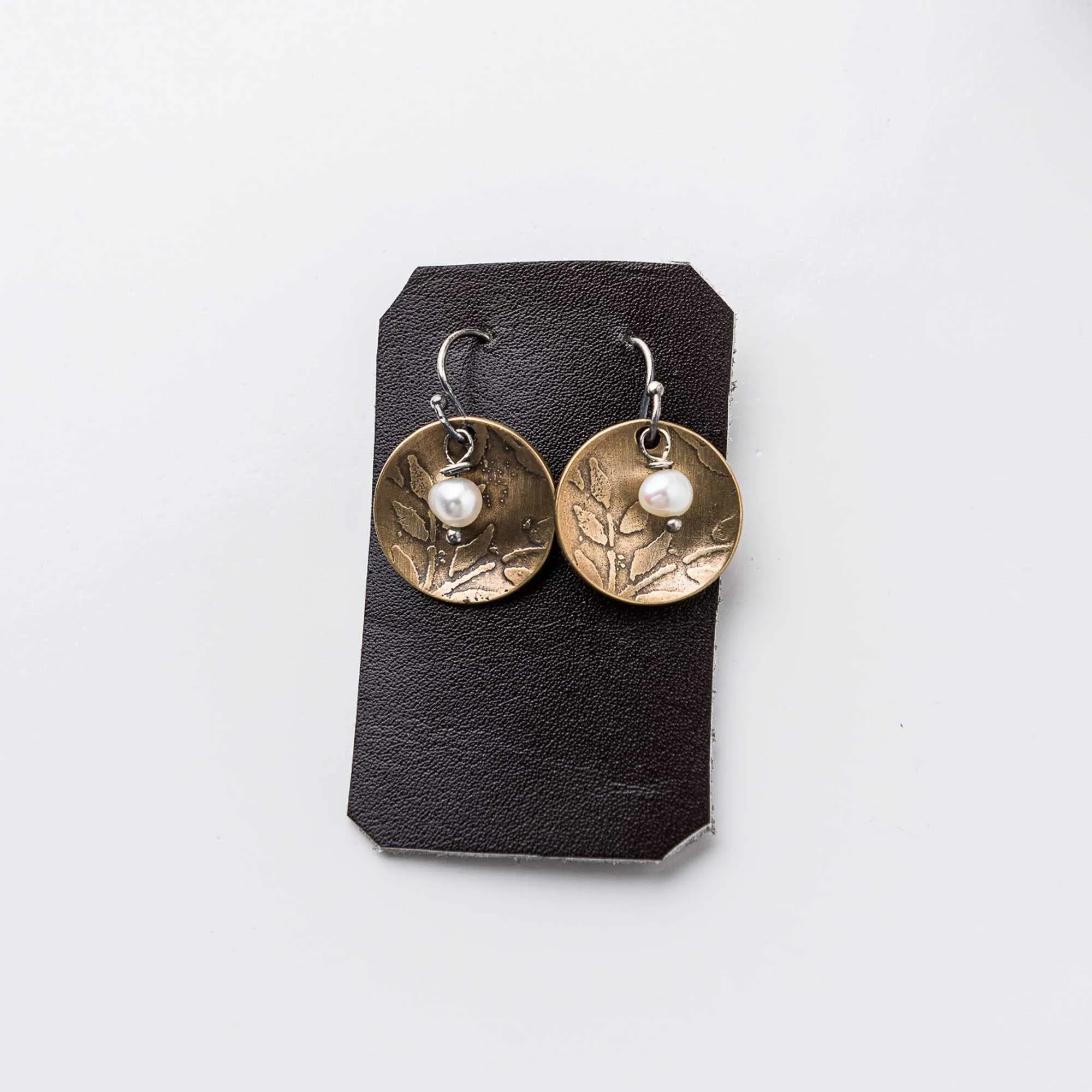 Cherry Blossom Disc Earrings with Pearl