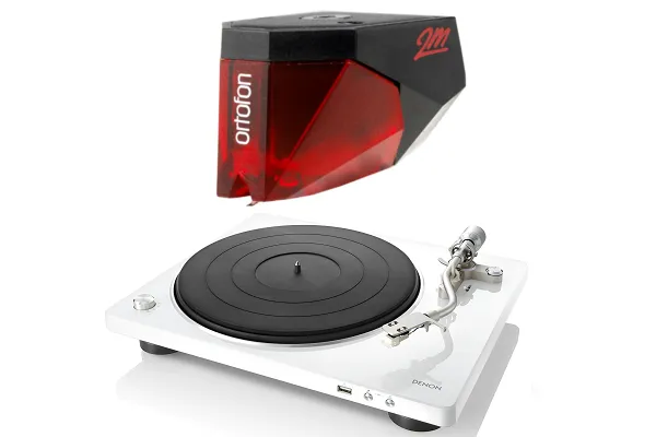 Denon DP-450USB Turntable with Ortofon 2M Red Phono Cartridge Bundle