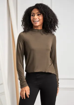 Essential Long Sleeve Mockneck (Brown)