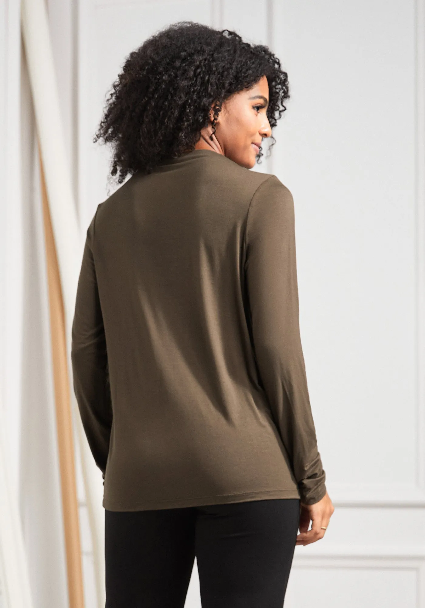 Essential Long Sleeve Mockneck (Brown)