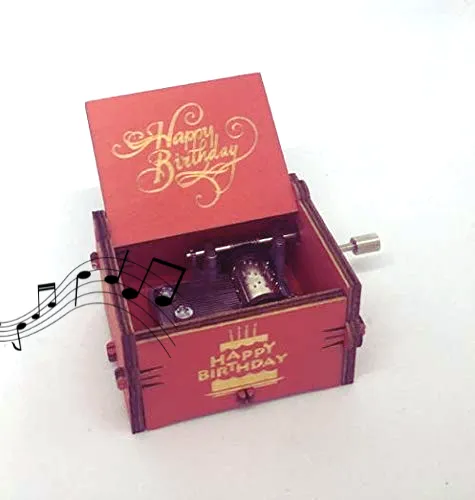 Happy Birthday Wooden Handcrafted Music Box (Red)