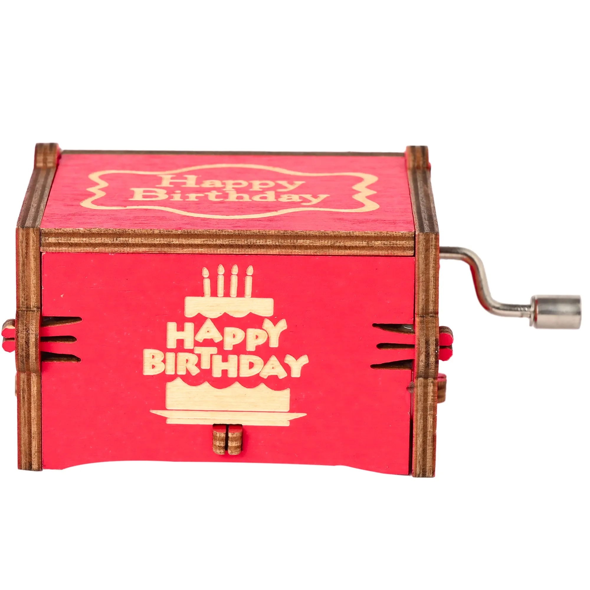 Happy Birthday Wooden Handcrafted Music Box (Red)