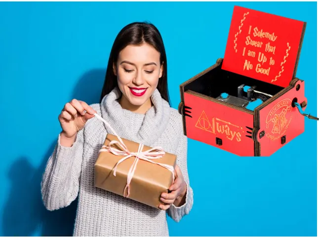 Harry Potter Wooden Handcrafted Music Box (Red) 🧙‍♂️🎵