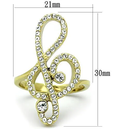 IP Gold(Ion Plating) Stainless Steel Ring with Top Grade Crystal in Clear for Women Style TK1714