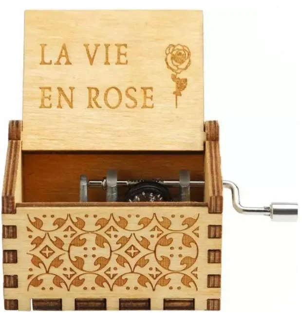 La Vie En Rose Music Box (Brown) and Heart-Shaped LED Lights - A Melodic Symphony of Love and Light 🌹💡🎶