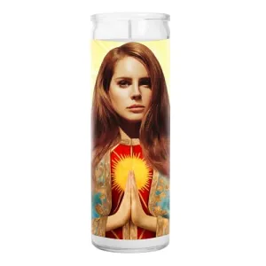 Lana Celebrity Prayer Candle - Saint Lana Del Ray Candle - 8 inch Glass Prayer Pop Culture Votive - Handmade in USA - Celeb Music Gift