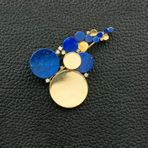 Lapis & Diamond Estate Bubble Pin