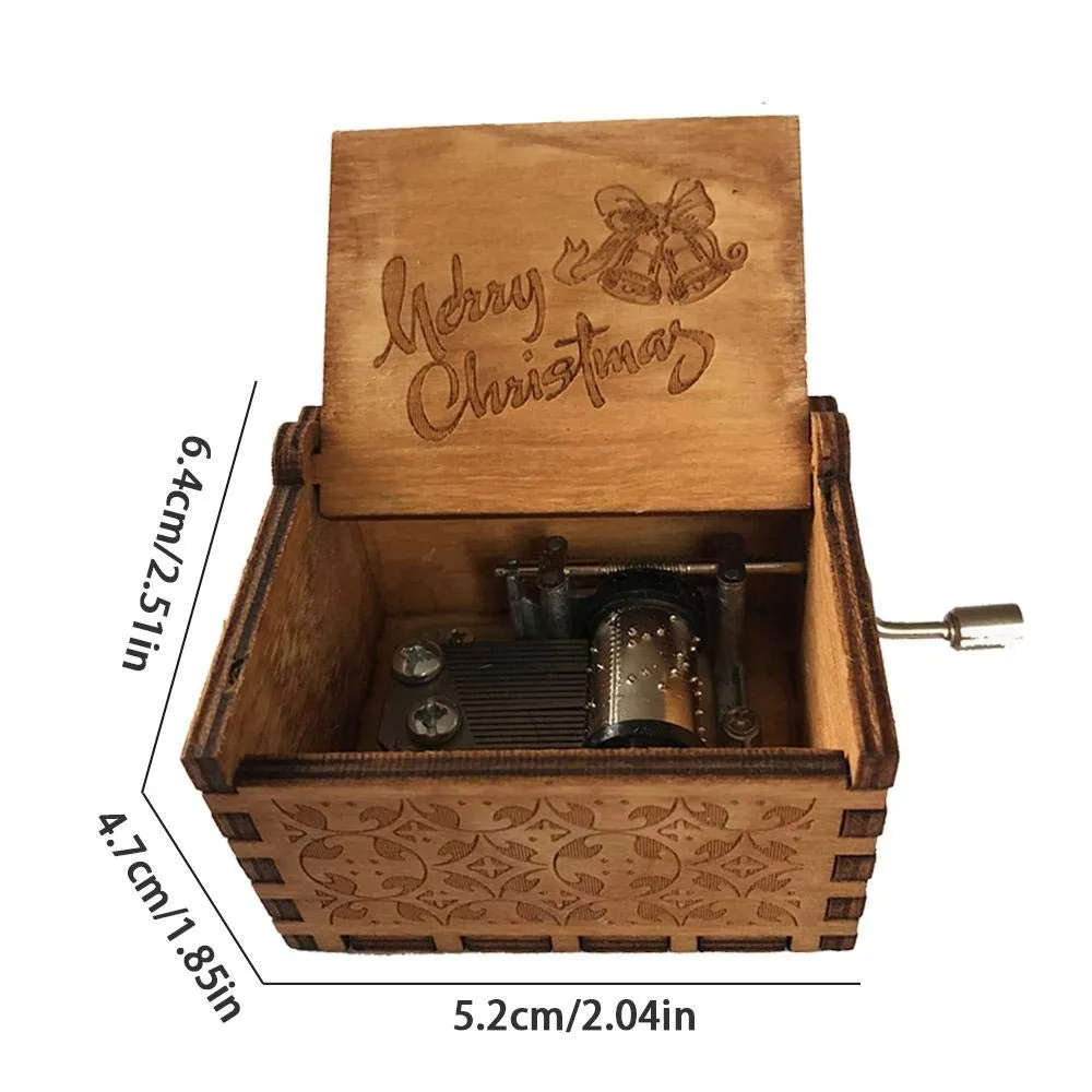 Merry Christmas Wooden Handcrafted Music Box (Brown) - A Melody of Joy and Celebration 🎄🎶