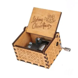 Merry Christmas Wooden Handcrafted Music Box (Brown) - A Melody of Joy and Celebration 🎄🎶