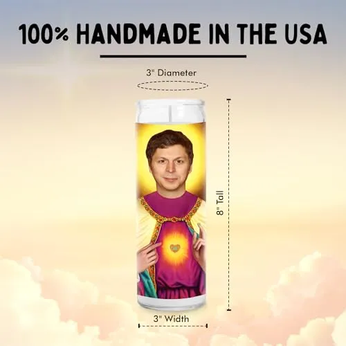 Michael Cera Celebrity Prayer Candle - Saint Candle - 8 inch Glass Prayer Culture Votive - Handmade in USA - Celeb Novelty Comedian Actor TV Show Super Bad Movie Gift