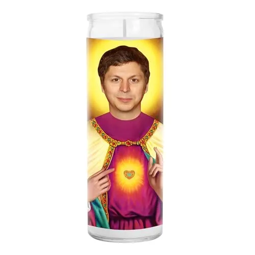 Michael Cera Celebrity Prayer Candle - Saint Candle - 8 inch Glass Prayer Culture Votive - Handmade in USA - Celeb Novelty Comedian Actor TV Show Super Bad Movie Gift