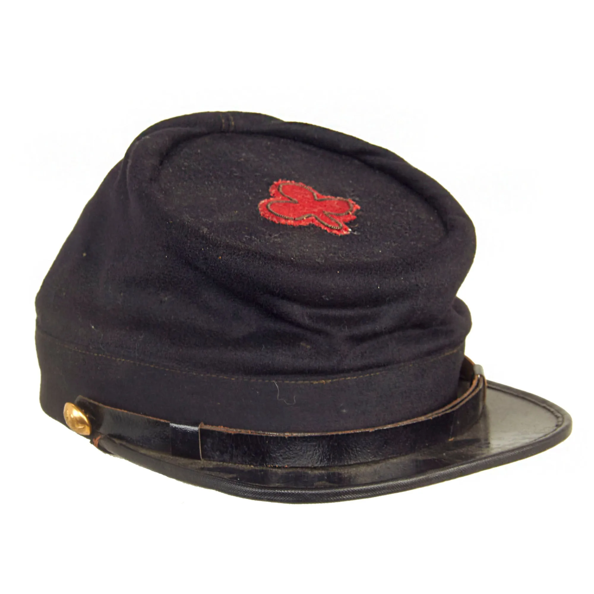 Original U.S. Civil War Commercial Chasseur Style Pattern Officers Kepi With II Corps Army of the Potomac, 1st Division Patch