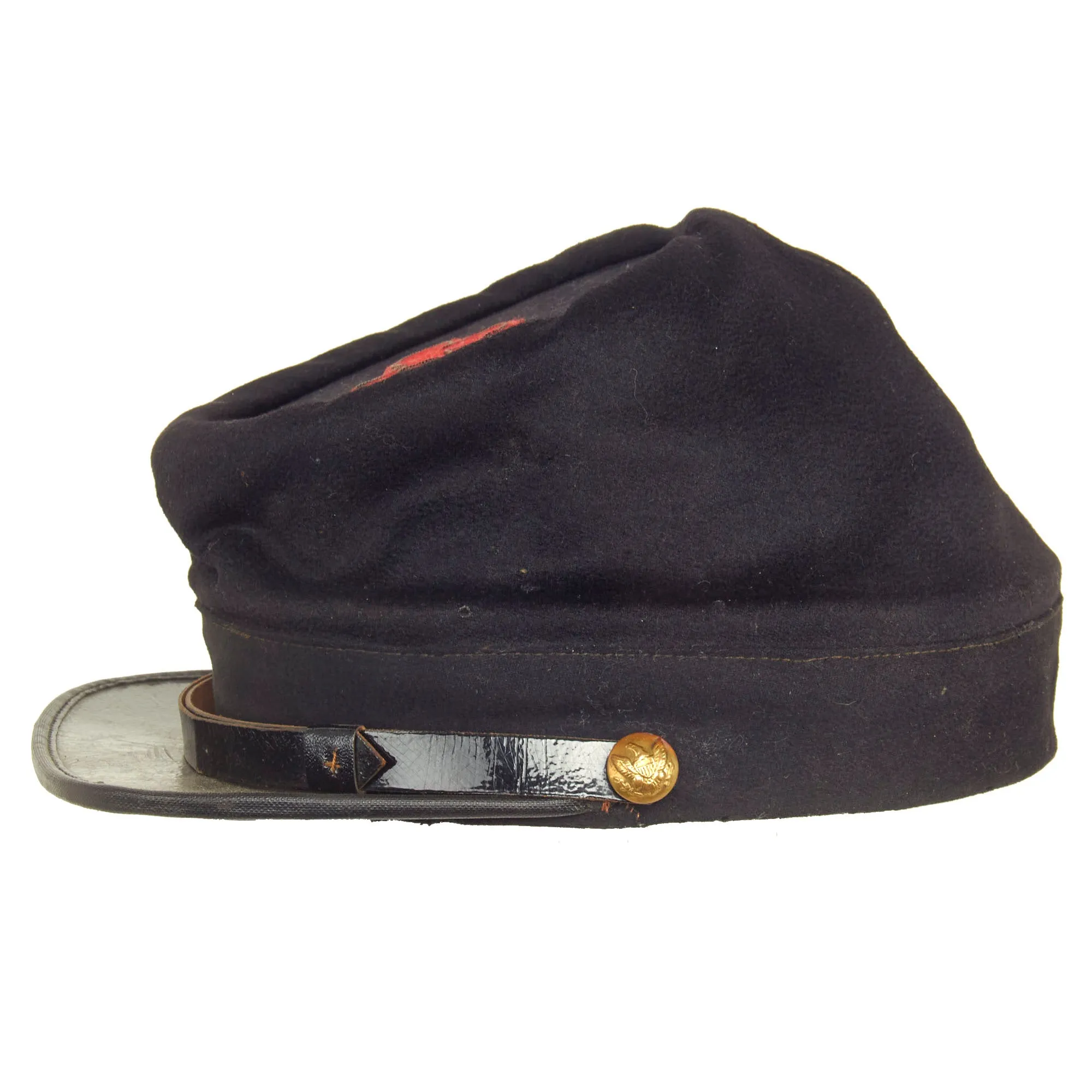 Original U.S. Civil War Commercial Chasseur Style Pattern Officers Kepi With II Corps Army of the Potomac, 1st Division Patch