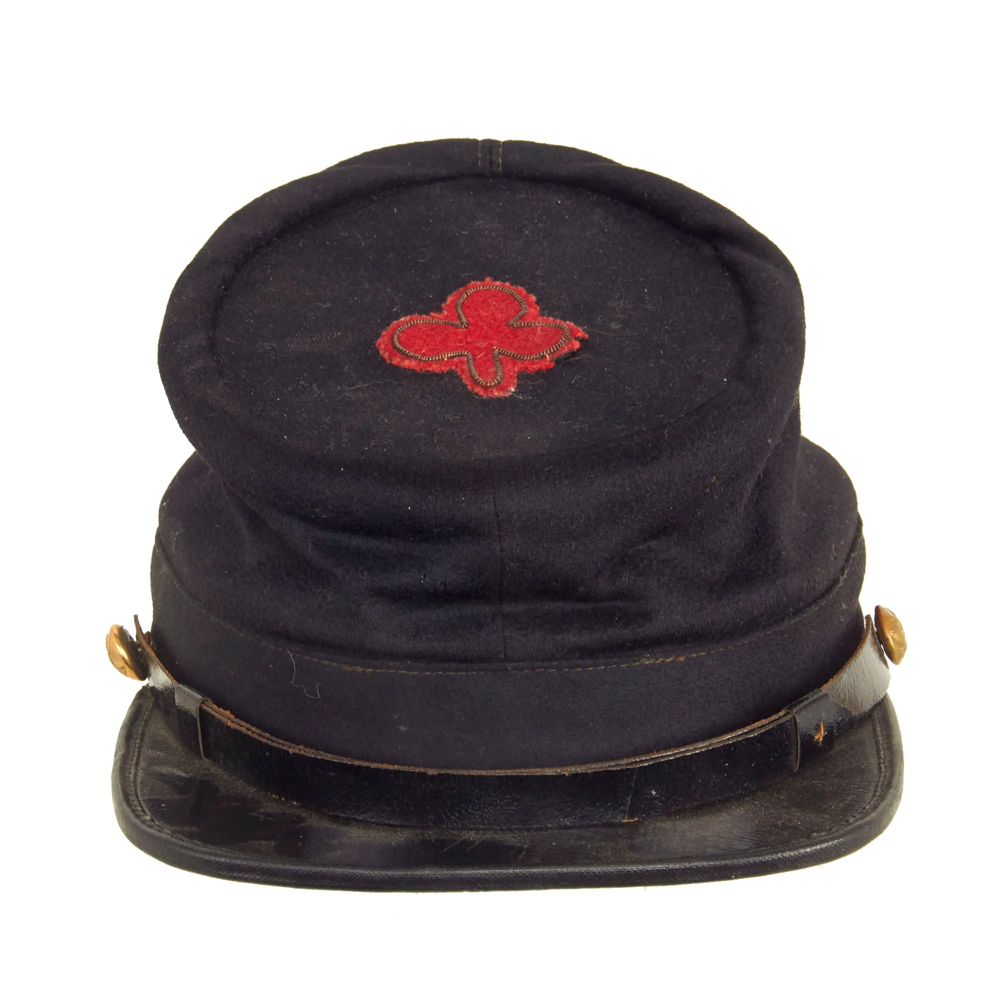 Original U.S. Civil War Commercial Chasseur Style Pattern Officers Kepi With II Corps Army of the Potomac, 1st Division Patch