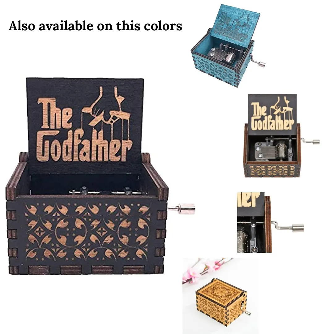 The Godfather Music Box, Hand Crank Classic Antique Carved Wood Musical Boxes 🎶