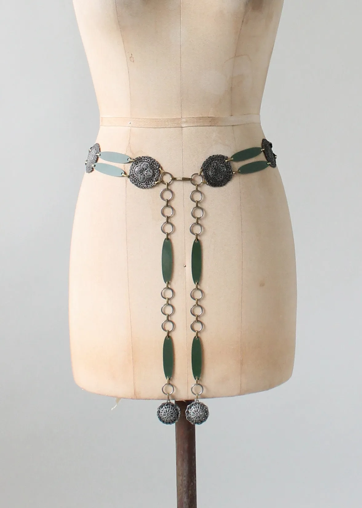 Vintage 1920s Metal and Celluloid Flapper Belt