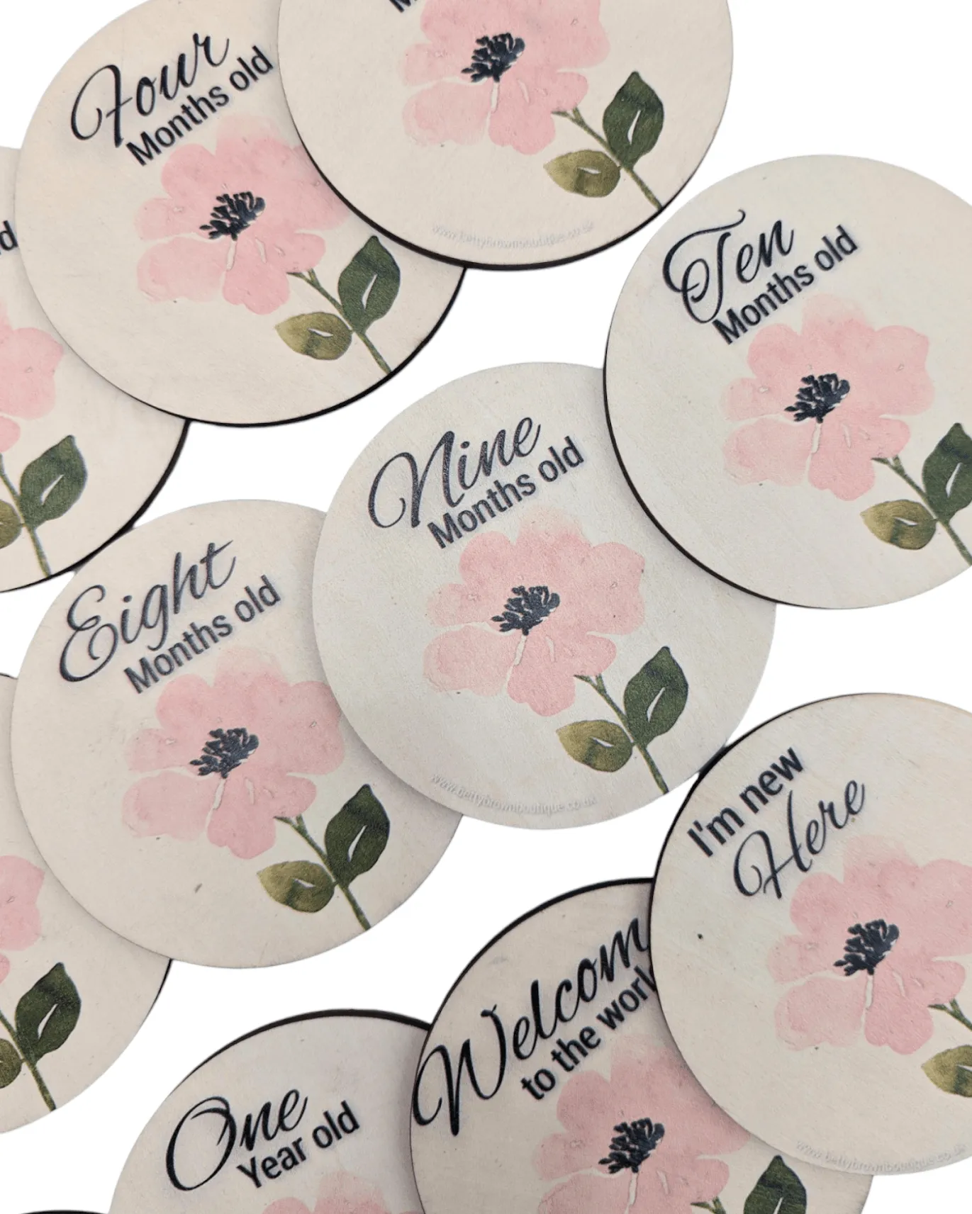 Vintage Floral Flower Wooden Milestone Discs