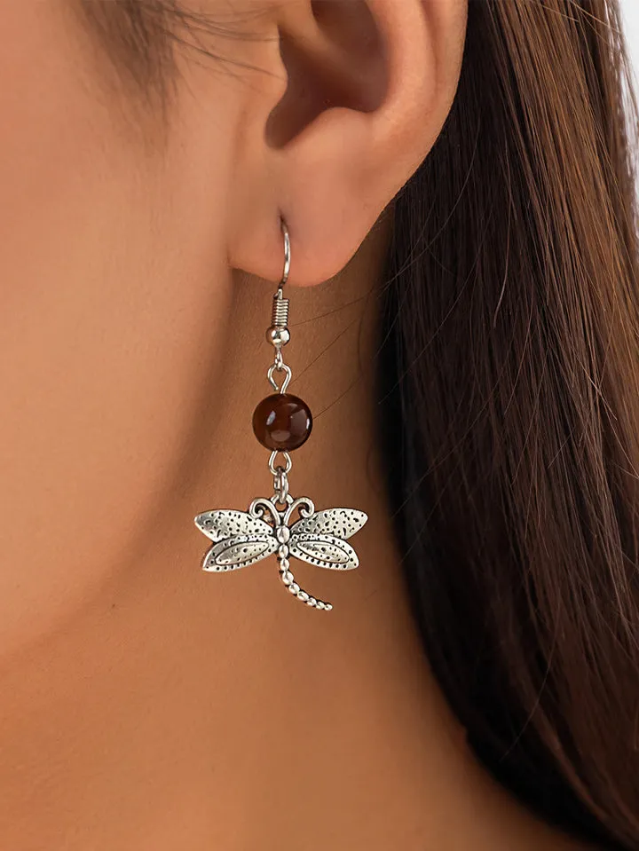 Vintage Renaissance Dragonfly Tassel Earrings